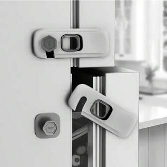 2 paquetes de cerraduras a prueba de niños para refrigerador, cerraduras de refrigerador con respaldo adhesivo, cerraduras de refrigerador para refrigeradores, hornos, cajones, armarios y congeladores, cerraduras de gabinete para niños