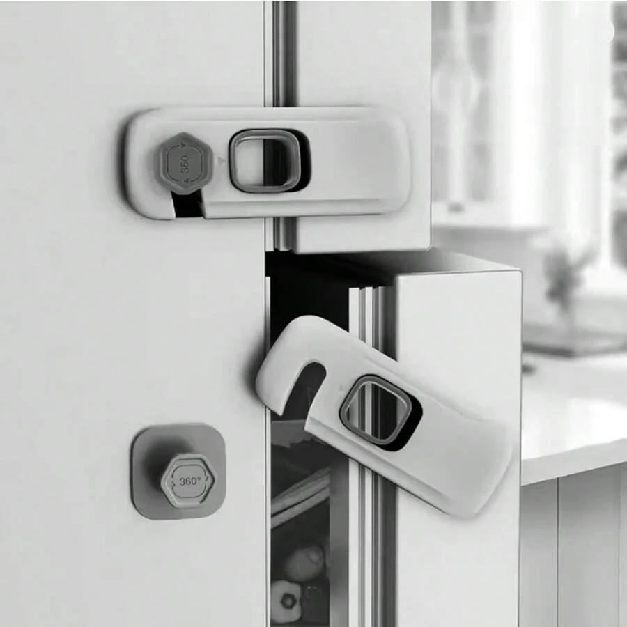 2 包儿童安全冰箱锁，带背胶的冰箱锁，冰箱锁，烤箱锁，抽屉锁，衣柜锁和冰柜锁，儿童橱柜锁 - 彩色 - 查看 1