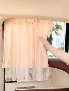 1 件蕾丝双层汽车窗帘，婴儿车遮阳遮光窗帘，带吸盘，用于侧窗和后窗，防紫外线