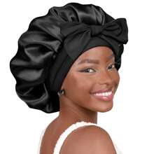 1 Piece Of Satin Hat, Silk Wrapped Hair With Sleeping Cap Tie, Women's Long Straight Curly Hair Care Cap, Beauty Headscarf Cap, Suitable For Bathroom, Sleep, Beauty, Fitness, Women's Hair Care Essential Supplies