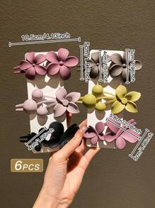 6 bucăți agrafe de păr simple cu motive florale pentru femei, potrivite pentru uz zilnic, recomandate ca accesorii de păr cadou, accesorii de vară, călătorie, agrafe cu gheare, agrafă de păr, gheare de păr, lucruri școlare