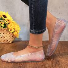 Women's Jelly Mesh Flats Breathable Clear Hollow Shoes Summer Beach Jellies Ballet Sandals CANDY-1 - 無色 - 查看 8
