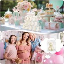 30 piezas Velas con forma de osito como obsequios para fiesta de baby shower, boda o revelación de sexo, en caja con 30 velas mini hechas a mano en color rosa claro - Blanco - Ver 6