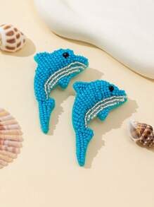 1 Stück handgefertigte perlenbestickte Broschen im Boho-Stil in Delfin-Form, vielseitig für den täglichen Trage-Ozean-Serie