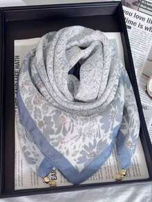 1pc Magnetic Belt With Metal Print Square Scarf