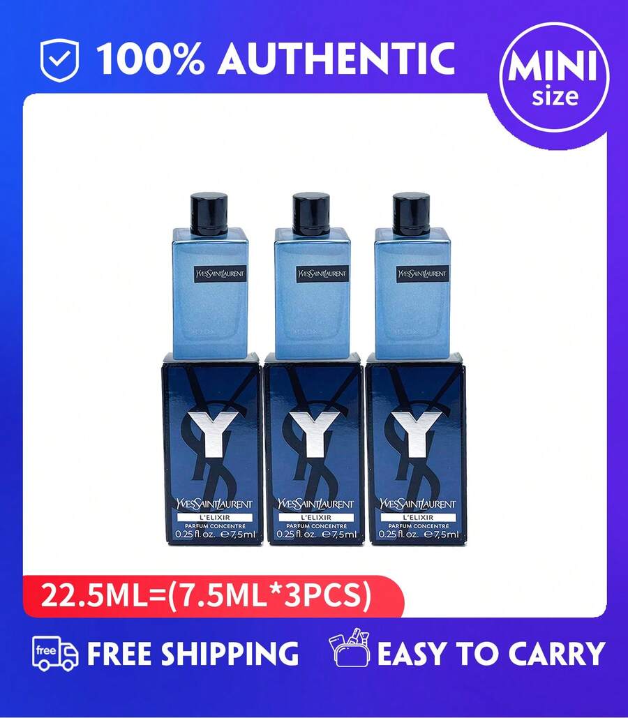 YSL Mini For Men Eau De Parfum Y L'ELIXIR Parfum Splash  Concentre (7.5 Ml / 0.25 Fl Oz),  Y Men's Eau De Parfum  Spray 1.2ml /0.04fl.Oz  Travel Mini - 22.5毫升(7.5ml*3件) - 查看 1
