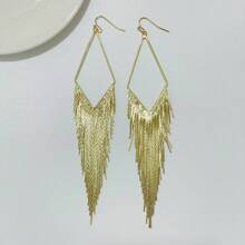 1 paire de boucles d'oreilles longues à franges pendantes, convient pour un port quotidien