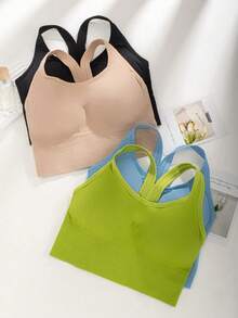 4pcs EssElegance High Support Sports Bra For Women With Padded & Mesh Panels, Bras For Women Breathable Stretch Fit For Yoga Running Training, Ultra-Soft Breathable Fabric - 彩色 - 查看 9