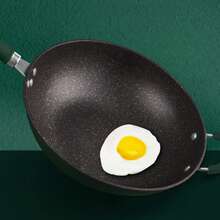 34cm Chef's Nonstick Wok Pan - Comes With Vented Lid - Even Heat Distribution For Gas/Induction Cooking - Green - View 4