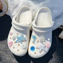 10/18PCS Shoe Accessories ,Summer Ocean Star Shell Dolphin Flower Pearl Shoe Decorations Removable DIY Shoe Decorations Gift Creative Street Style , ABS Resin Material ,DIY Shoe Buckle ,Shoe Flower Shoe Clip High-End Temperament New Shoe Buckle,Hole Shoes Accessories Slippers Children And Adults Universal Detachable DIY Cute Accessories,Can Be Matched With Any Style