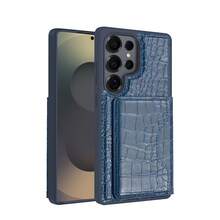 Funda de teléfono con tarjetero de cuero de lujo y función de soporte, compatible con Samsung S25Ultra/S24Ultra - Azul - Ver 2