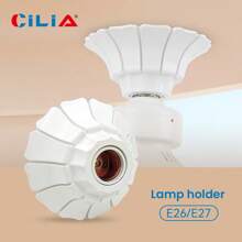 CILIA E26/E27 Lamp Socket Adapter Whit Cover ,Round White & Black Bulb Base Converter For LED/CFL/Incandescent Bulbs