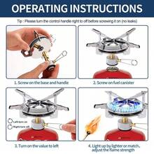 Portable Mini Camping Gas Stoves, Camping Picnic Cooker Burner With Storage Bag - Silver - View 9
