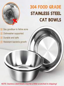 Elevated Cat Food Bowl, 3 Stainless Steel Raised Cat Bowls With Stand, 15°Tilted Cat Bowl For Indoor Cats Feeding, Cat Food And Water Bowl Set, Anti Vomitting, Whisker Fatigue Pet Supplies Pet Bowl Feeder