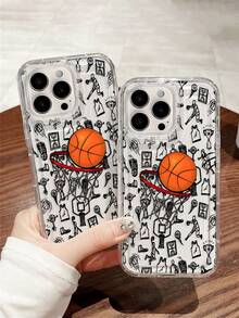 1 件篮球涂鸦图案透明气囊软手机壳，全覆盖防滑保护套适用于 11 12 XR 13 13 Pro 13 Pro Max 14 14 Pro 14 Pro Max 15 15 Pro 15 Plus 15 Pro Max 16 16 Pro 16 Plus 16 Pro Max - 彩色 - 查看 5