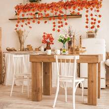 1/5 件秋叶花环，悬挂藤蔓花环人造秋叶枫叶感恩节装饰万圣节适用于家庭婚礼壁炉派对，假植物 - 彩色 - 查看 6