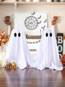 2pcs Halloween Decorations, Scary Ghost With String Lights - Suitable For Halloween Indoor Party, Home Dining Table, Room, Kitchen And Fireplace Decor - White - View 8