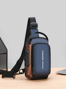 حقيبة صدر رجالية متعددة الوظائف بقفل كلمة مرور، حقيبة كتف عمل/رياضة يابانية الماركة، مناسبة لجميع المواسم والملابس الشارعية