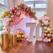 Juego de globos rosados – 12 pulgadas de metal, rosa claro y látex blanco, macarón pastel, decoración de fiesta para niñas y mujeres, cumpleaños, boda, baby shower, día de San Valentín kit de globos rosa metálico, rosa claro y blanco estilo macaron de 12", perfecto para decorar fiestas femeninas, baby showers, bodas y San Valentín con un toque dulce y delicado - Oro rosa - Ver 4