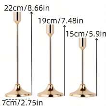 12/6pcs European Romantic Candle Holder Set, Polished Metal Tabletop Candle Holders Suitable For Pillar And Cone Candles, Elegant Centerpiece Decor For Christmas, Halloween, Easter, Thanksgiving, Home, Wedding, Party, Anniversary