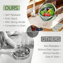4-1 Strainer Bowl With Lid Set - Strainers And Colanders - Colanders For Kitchen - Food Strainer With Graters & Spoons - Fruit Washing Bowl With Strainer Pasta Rice Strainer For Veggie Wash Green - 青檸色 - 查看 5