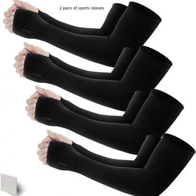 1/2 par de mangas para brazos, mangas refrescantes para el verano, calentadores de brazos sin dedos de seda de hielo, protectores de manga reutilizables, mangas delgadas, funda de manga sin dedos, manga de tubo recto, manga de enfriamiento, manga de compresión para hombres/mujeres deportes, correr, ciclismo, conducir, montar a caballo, pesca, golf y actividades al aire libre