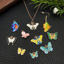 20/50/100 件随机混合各种珐琅蝴蝶饰物各种金珐琅蝴蝶吊坠适用于手链项链耳环工艺制作配件