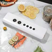 2-In-1 Digital Display Portable Household Electric Food Preservation Machine, Vacuum Food Sealer Suitable For Various Food Preservation, Vacuum Sealing Machine/Plastic Sealing Machine, Applicable To Dry, Wet, Powdery Food Vacuum Preserver