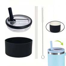 4PCS Compatible With Stanley Cup Accessories,Incloud 1PC 40 Oz Tumbler Flip Straw Lid Replacement,1 Coaster 7.5CM, 1 Straw, 1 Brush Fit For Stanley , Reusable Tumbler Cover, 1PC Spill Proof Splash Resistant Tumbler Lids For Stanley Cup - 彩色 - 查看 11