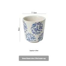 Vintage Japanese Handle Teapot Hand-Painted Household Cold Water Teapot Brewing Teapot Retro Rough Pottery Tea Cup Tea Set (1set, 450ML)