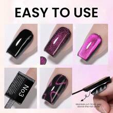 37 PCS Cat Eye Magnet Set 6 In 1 Nail Polish Magnets For Nail Polish Gel Hearts Flowers Magnets For Nails Nail Art DIY Design Supplies For Home SalonW10 - Black - View 7