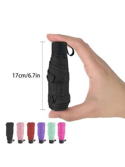 A 17cm/6.7in Mini Weather And Rain Parasol, Small, Portable, Shading When It Is Sunny, Blocking The Rain When It Is Raining, Can Be Carried With You, Multi-Color Optional, Camping Equipment, Camping Essentials