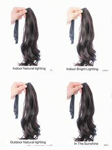 2 piezas Peluca con extensiones de cabello sintético rizado corto de 14 pulgadas con flores en forma de pera y sujetadores para coleta, ideal para uso diario - Negro - Ver 8