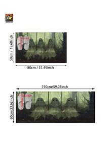 1 pièce Tapis antidérapant de salle de bain avec motif de citrouille fantôme d'Halloween, en matériau de cachemire artificiel, avec décoration moelleuse, convient pour les portes, les salles de bain, les cuisines et autres occasions, lavable en machine, antidérapant, décoration quotidienne, peut être offert en cadeau