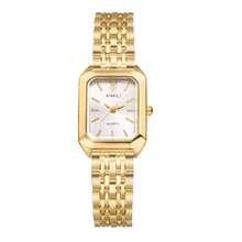 JEWELRYWE Elegant And Simple Women's Watch, Small Luxury Analog Quartz Watch, Removable Alloy Strap, Adjustable Band Size, Rectangular Square Dial, Suitable For Casual Business Wear, Birthday Christmas Gift, With Watch Strap Removal Tool - Vàng - Xem 12