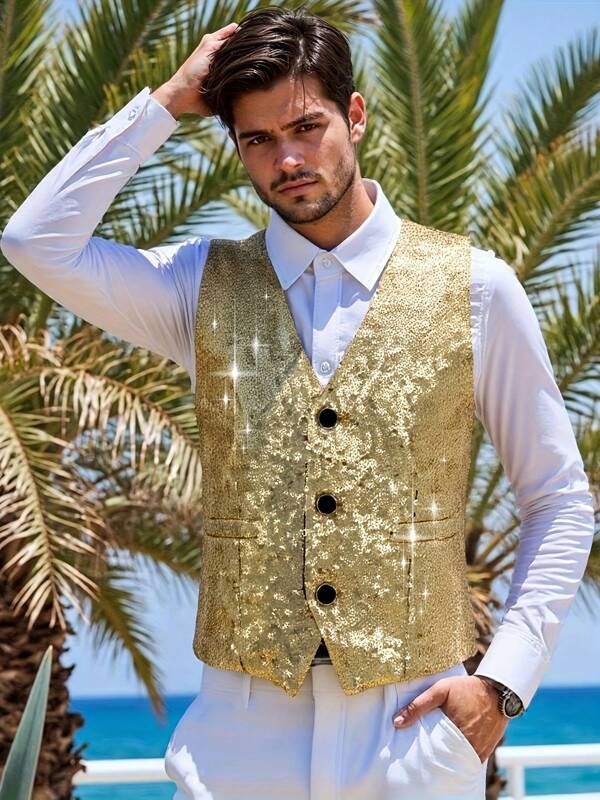 English Style Suit Vest, Men's Formal Sleeveless Waistcoat, Essential For Groomsmen, Business, And Daily Wear