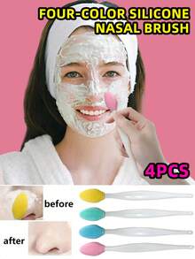 4 Pieces Blackhead Nose Brush Facial Cleansing Nose Brush Massage Nose Wings Clean Pore Cleansing Face Brush Soft Bristle Cleansing Brush Silicone Face Cleansing Brush Nasal Cleansing Brush Medical Grade Soft Hypoallergenic Flexible Antibacterial Reusable - Multicolor - View 10