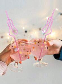 1/5/10/15 件 PET 葫芦形吸管，适用于儿童趣味派对、单人派对装饰吸管、卡通艺术形塑料吸管、可重复使用的塑料饮用吸管、甜蜜婚礼派对吸管，适合节日派对、为早餐牛奶或果汁增添乐趣、毕业派对、圣诞礼物。 - 彩色 - 查看 4