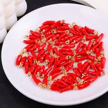 20/30Pcs Cute Red Chili Small Pendant Enamel Alloy Mini 3D Simulated Handicraft Jewelry Accessories For DIY Making Bracelets, Earrings And Key Chains