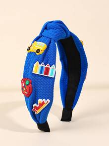 1/3 件女童开学宽发带，卡通学校/巴士/苹果/铅笔头带，开学第一天适用，女学生礼物，发饰（红色、黄色、绿色、蓝色）