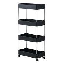 4-Tier Rolling Utility Cart - Slim Storage Cart For Bathroom Kitchen Narrow Spaces - Black - View 1