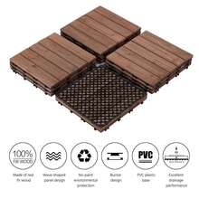 12 X 12'' Patio Deck Tiles Interlocking Wood Floor Tiles Indoor & Outdoor For Patio Garden Deck Poolside Pack Of 11 Tiles Brown - 巧克力棕 - 查看 8