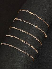 5 peças/Conjunto Tornozeleiras de Contas Empilháveis Minimalistas, Joias de Pé Elegantes para Mulheres, Adequado para Festa na Praia