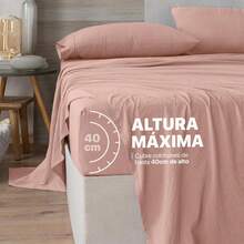 ESQUIMAL Juego de Sábanas Microfibra Micro-Luxe Tipo Lino Prelavado para colchones de hasta 40 cms (Rosa, Individual) B3TP - blanco - Ver 10