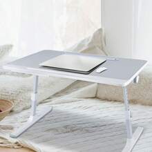 Lapdesk Foldable Laptop Bedside Table With Drawer, Height And Angle Adjustable, 60*40*27-40cm - 灰色 - 查看 6