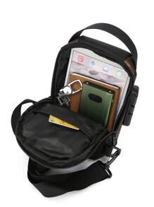 حقيبة صدر رجالية متعددة الوظائف بقفل كلمة مرور، حقيبة كتف عمل/رياضة يابانية الماركة، مناسبة لجميع المواسم والملابس الشارعية