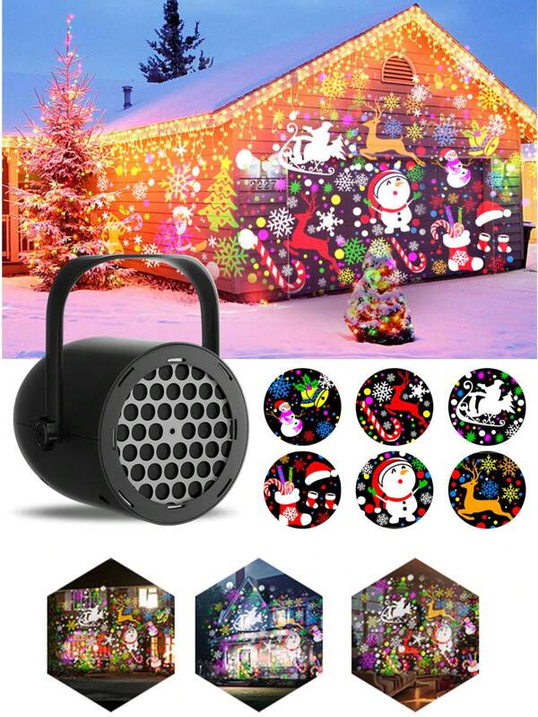 1 PIEZA Luz de proyección de copos de nieve navideños, luz de escenario LED con 16 patrones navideños alimentada por USB, iluminación festiva para el hogar, teatro, techo, jardín, sala de estar, Halloween, decoración de boda, decoración navideña, camping en la pared, decoración de fiestas, decoración navideña XMAS, decoración del árbol de Navidad, regalo, decoración de Acción de Gracias, decoración del hogar, decoración de otoño, decoración de cumpleaños para regalos, suministros para fiestas, interior y exterior, jardín, decoración de festivales, decoración de Halloween, decoración de pared, adornos de Halloween