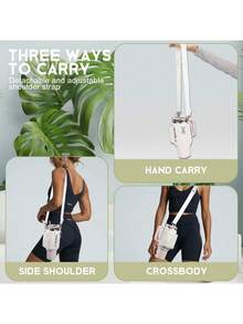 Uchwyt na butelkę kompatybilny z kubkiem 40 Oz z uchwytem, z regulowanym paskiem, wykonany z neoprenu chroniącego butelkę, z przegródkami do przechowywania na codzienne potrzeby - Biały - Zobacz 3