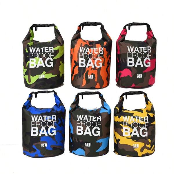 Bolsa impermeable de camuflaje para exteriores, cubo impermeable de un solo hombro, bolsa impermeable, bolsa para deriva, suministros para exteriores, artículos esenciales para la playa, accesorios de playa, flotador de piscina