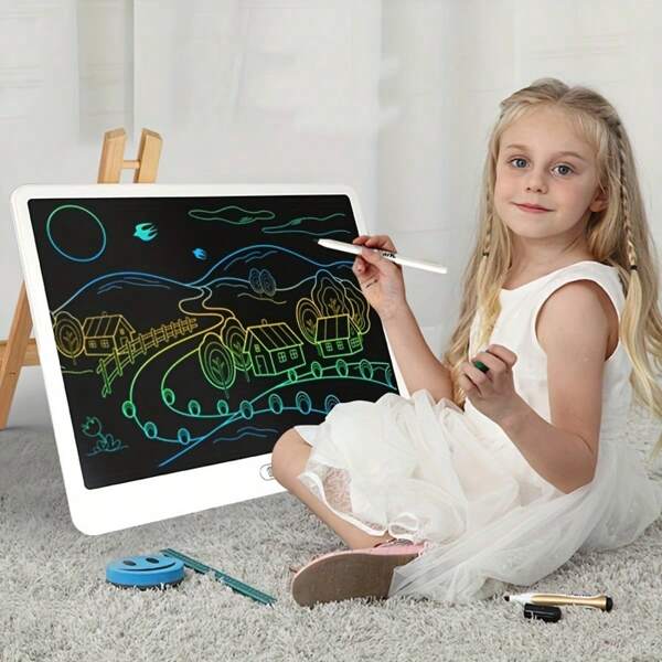 16-Inch Large LCD Writing Tablet, Includes Erasable Electronic Doodle Board - Portable Drawing Board Suitable For Teenagers And Adults, Great For Home, Office, School - Ideal Holiday Gift, School Supplies, White PVC Material, Battery-Powered (Non-Rechargeable)
